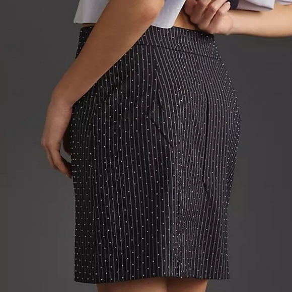 Anthropologie Essentiel Antwerp Faskia Mini Skirt in Navy Pinstripe Sz 12 NWT - Picture 7 of 14